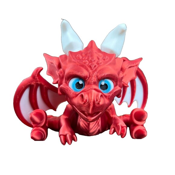 3D Printed Red Dragon Articulated (Head, Wings, Jaw, Arms, Legs, and Tail Moves) - Picture 9 of 12